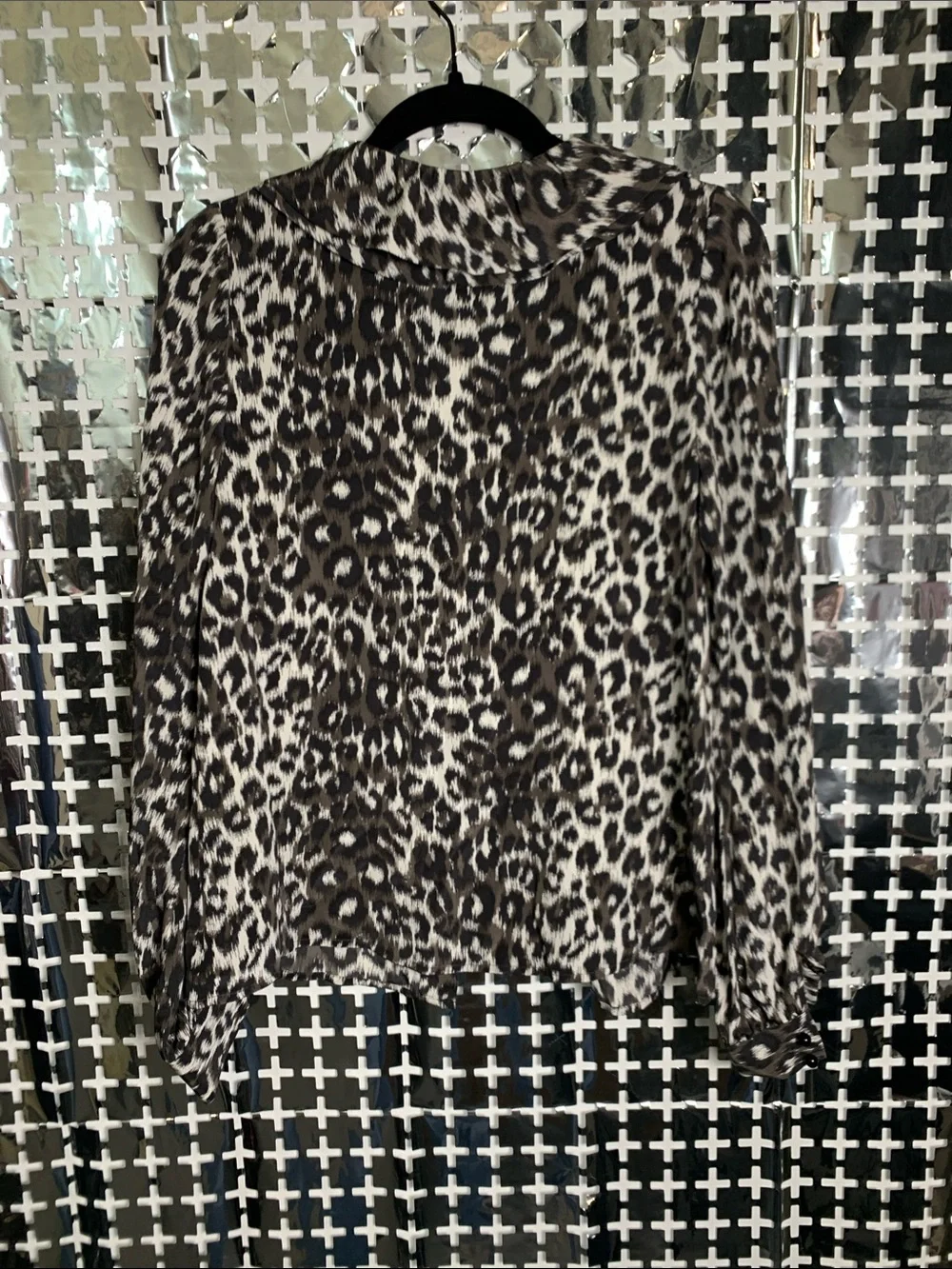 kate spade Black & Cream Leopard-Print Button Blouse